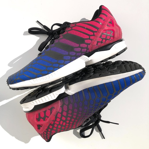 Adidas Running Shoe Women 8.5 ZX Flux Xeno 2015 Negative Collection in Blue Red - Picture 4 of 11
